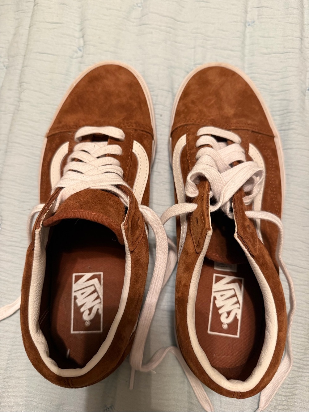 Vans Brown Suede Old Skool Sneakers with White Stripe